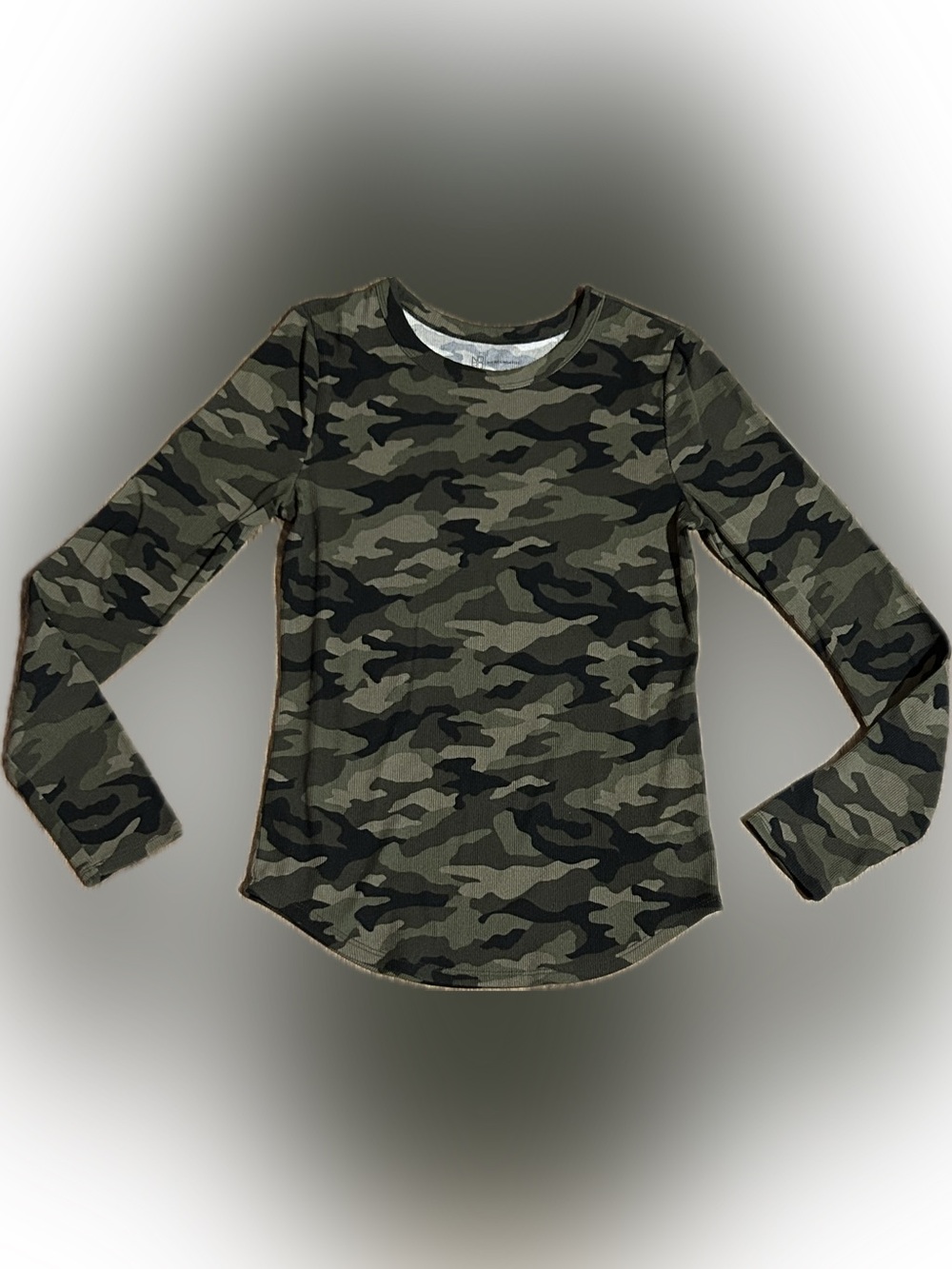 Girls Camo Long Sleeve Thermal Knit Top - No Boundaries Medium (7-9)